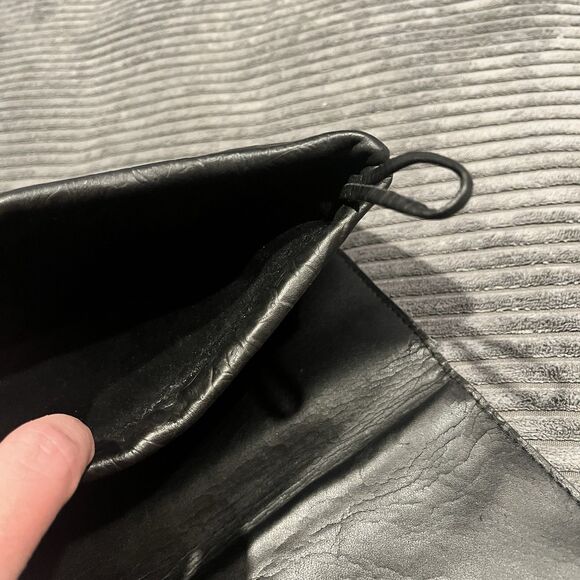 Harley Davidson Christmas Stocking Black Leather Silver Logo Tooled Cuff READ - Picture 10 of 13